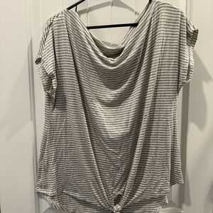 Striped off the shoulder Gray Women's Top